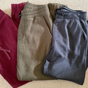 Men’s Small Jogger Pants - Red, Olive, and Gray